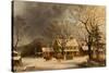 The Old Inn - Ten Miles to Salem, 1860-63-George Henry Durrie-Stretched Canvas