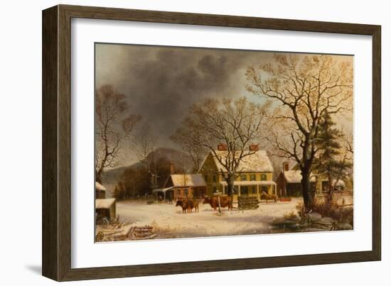 The Old Inn - Ten Miles to Salem, 1860-63-George Henry Durrie-Framed Premium Giclee Print