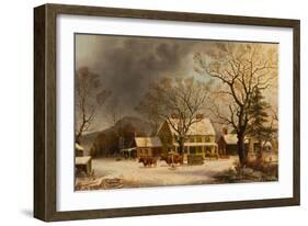 The Old Inn - Ten Miles to Salem, 1860-63-George Henry Durrie-Framed Premium Giclee Print