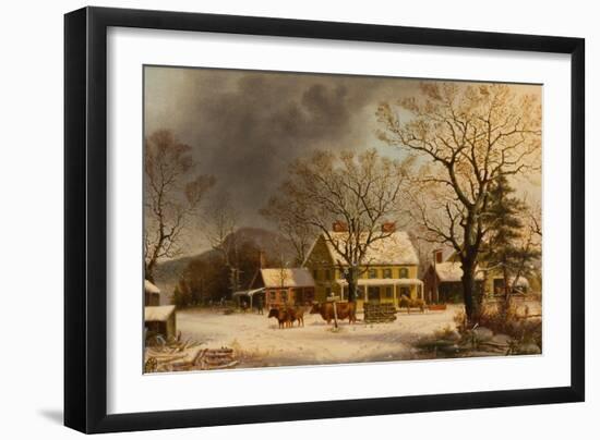 The Old Inn - Ten Miles to Salem, 1860-63-George Henry Durrie-Framed Premium Giclee Print