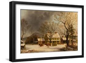 The Old Inn - Ten Miles to Salem, 1860-63-George Henry Durrie-Framed Premium Giclee Print