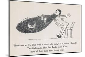 The Old Man Whose Beard is Used as a Nesting Ground for Owls Hens Larks and Wrens-Edward Lear-Mounted Art Print