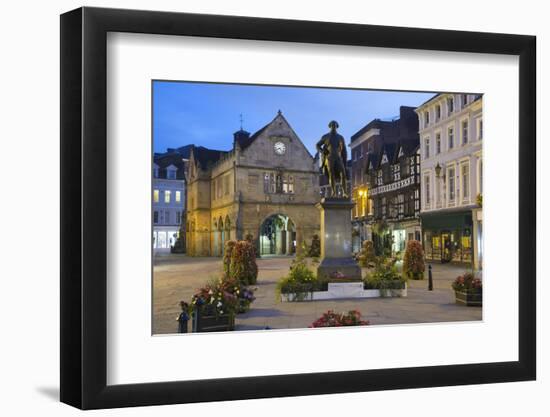 The Old Market Hall and Robert Clive Statue, the Square, Shrewsbury, Shropshire, England, UK-Stuart Black-Framed Photographic Print