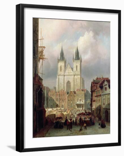 The Old Market Place at Prague, 1881-Christiaan Cornelis Dommelshuizen-Framed Giclee Print