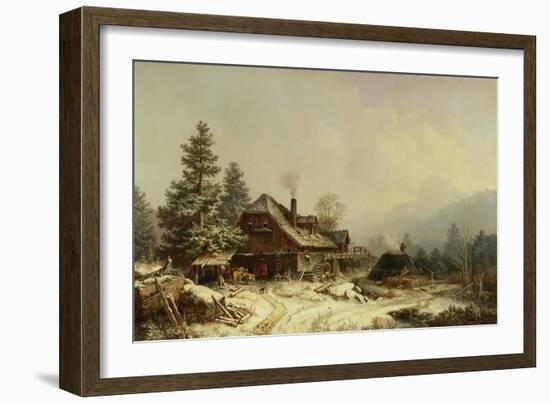 The Old Mill in Winter-Heinrich Burkel-Framed Giclee Print