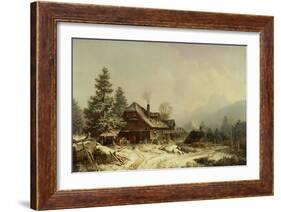 The Old Mill in Winter-Heinrich Burkel-Framed Giclee Print