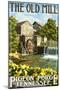 The Old Mill - Pigeon Forge, Tennessee-Lantern Press-Mounted Art Print