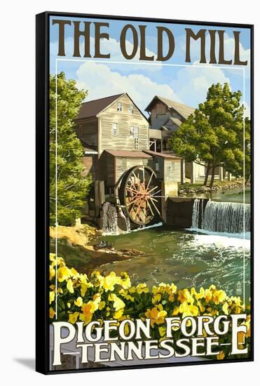 The Old Mill - Pigeon Forge, Tennessee-Lantern Press-Framed Stretched Canvas