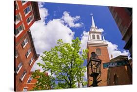 The Old North Church and gas street lamp, Freedom Trail, Boston, Massachusetts, USA-Russ Bishop-Stretched Canvas