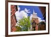The Old North Church and gas street lamp, Freedom Trail, Boston, Massachusetts, USA-Russ Bishop-Framed Premium Photographic Print