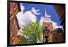 The Old North Church and gas street lamp, Freedom Trail, Boston, Massachusetts, USA-Russ Bishop-Framed Photographic Print