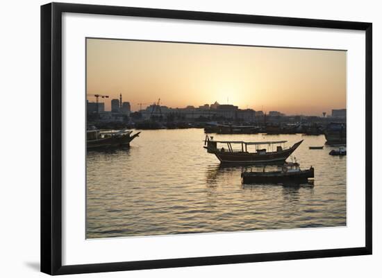 The Old Part of Doha and the Dhows Moored in the Harbour-Matt-Framed Photographic Print