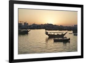 The Old Part of Doha and the Dhows Moored in the Harbour-Matt-Framed Photographic Print