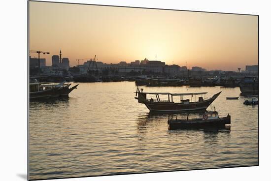 The Old Part of Doha and the Dhows Moored in the Harbour-Matt-Mounted Photographic Print