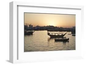 The Old Part of Doha and the Dhows Moored in the Harbour-Matt-Framed Photographic Print