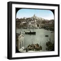 The Old Port and the Notre-Dame De La Garde Basilica, Marseilles (France), Circa 1890-1895, Image-Leon, Levy et Fils-Framed Photographic Print