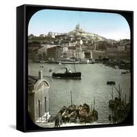 The Old Port and the Notre-Dame De La Garde Basilica, Marseilles (France), Circa 1890-1895, Image-Leon, Levy et Fils-Framed Stretched Canvas