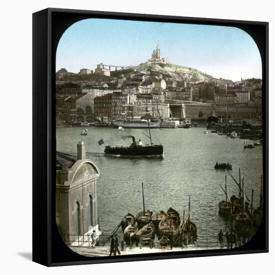 The Old Port and the Notre-Dame De La Garde Basilica, Marseilles (France), Circa 1890-1895, Image-Leon, Levy et Fils-Framed Stretched Canvas