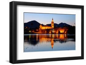 The Old Romanic Bridge of Ponte De Lima by Night-henner-Framed Photographic Print