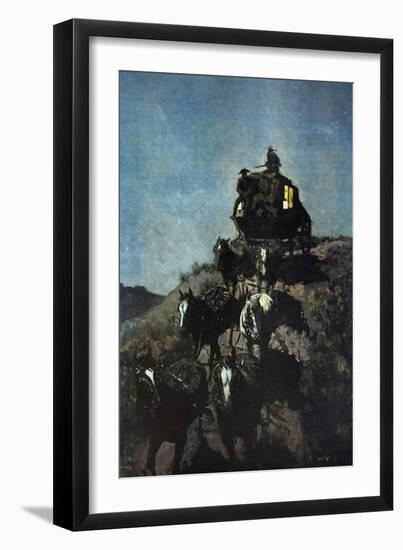 The Old Stage Coach of the Plains-Frederic Sackrider Remington-Framed Art Print