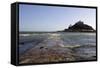 The Old Stone Causeway Leading to St. Michaels Mount Submerged by the Incoming Tide-Simon Montgomery-Framed Stretched Canvas