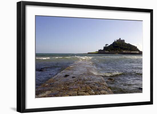 The Old Stone Causeway Leading to St. Michaels Mount Submerged by the Incoming Tide-Simon Montgomery-Framed Photographic Print