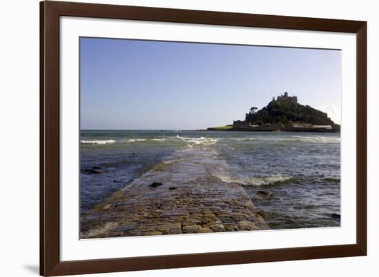 The Old Stone Causeway Leading to St. Michaels Mount Submerged by the Incoming Tide-Simon Montgomery-Framed Photographic Print