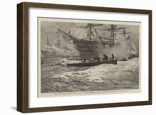 The Old Style and the New, a Three-Decker and a Torpedo Boat Off Portsmouth-William Lionel Wyllie-Framed Giclee Print