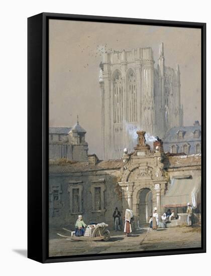 The Old Tower, Cologne Cathedral (Watercolour Heightened with White Bodycolour)-Samuel Prout-Framed Stretched Canvas