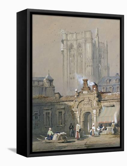 The Old Tower, Cologne Cathedral (Watercolour Heightened with White Bodycolour)-Samuel Prout-Framed Stretched Canvas