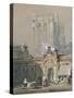 The Old Tower, Cologne Cathedral (Watercolour Heightened with White Bodycolour)-Samuel Prout-Stretched Canvas