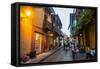 The old town after sunset, UNESCO World Heritage Site, Cartagena, Colombia, South America-Michael Runkel-Framed Stretched Canvas