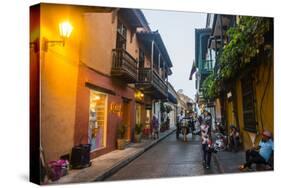 The old town after sunset, UNESCO World Heritage Site, Cartagena, Colombia, South America-Michael Runkel-Stretched Canvas