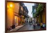 The old town after sunset, UNESCO World Heritage Site, Cartagena, Colombia, South America-Michael Runkel-Framed Photographic Print