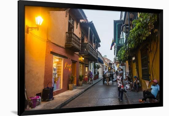 The old town after sunset, UNESCO World Heritage Site, Cartagena, Colombia, South America-Michael Runkel-Framed Photographic Print