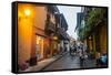 The old town after sunset, UNESCO World Heritage Site, Cartagena, Colombia, South America-Michael Runkel-Framed Stretched Canvas