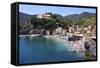 The Old Town Beach at Monterosso Al Mare from the Cinque Terre Coastal Path-Mark Sunderland-Framed Stretched Canvas