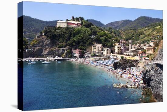 The Old Town Beach at Monterosso Al Mare from the Cinque Terre Coastal Path-Mark Sunderland-Stretched Canvas