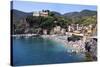 The Old Town Beach at Monterosso Al Mare from the Cinque Terre Coastal Path-Mark Sunderland-Stretched Canvas