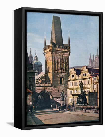The Old Town End of the King Charles Bridge, Prague, Czech Republic, 1943-null-Framed Stretched Canvas