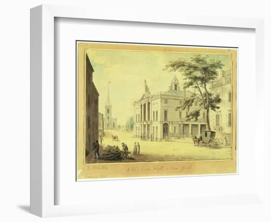 The Old Town Hall (Federal Hall) New York City, 1798 (Graphite, W/C, Pen and Ink on Paper)-Archibald Robertson-Framed Giclee Print