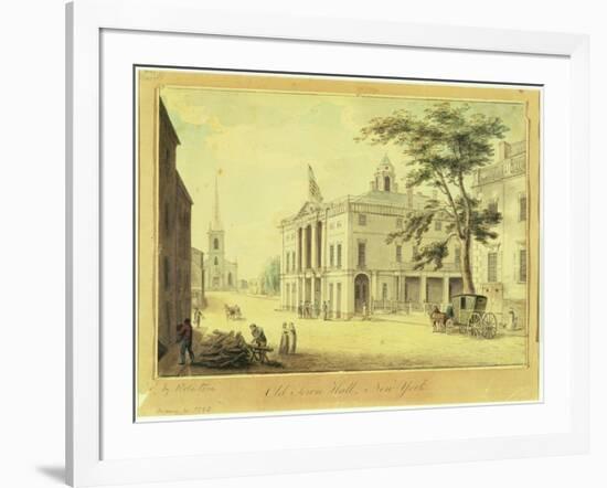 The Old Town Hall (Federal Hall) New York City, 1798 (Graphite, W/C, Pen and Ink on Paper)-Archibald Robertson-Framed Giclee Print