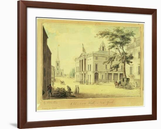 The Old Town Hall (Federal Hall) New York City, 1798 (Graphite, W/C, Pen and Ink on Paper)-Archibald Robertson-Framed Giclee Print