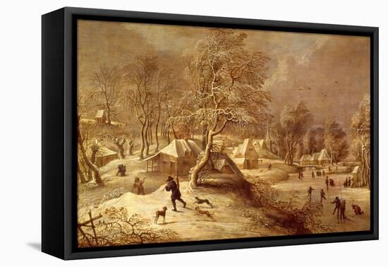 The Old Village under Snow (Oil on Canvas)-David The Elder Teniers-Framed Stretched Canvas
