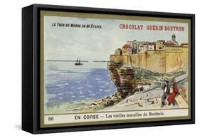 The Old Walls of Bonifacio, Corsica-null-Framed Stretched Canvas