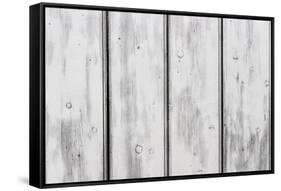 The Old White Wood Texture with Natural Patterns-Madredus-Framed Stretched Canvas