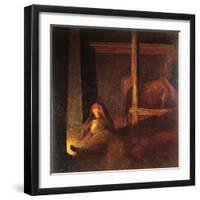 The Old Woman in the Barn, 1904-1905-Giuseppe Pelizza da volpedo-Framed Giclee Print