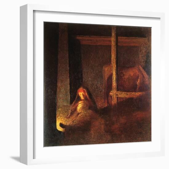 The Old Woman in the Barn, 1904-1905-Giuseppe Pelizza da volpedo-Framed Giclee Print