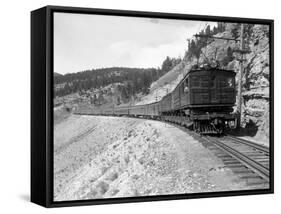 The Olympian, Electric Train in Montana Canyon, 1916-Ashael Curtis-Framed Stretched Canvas