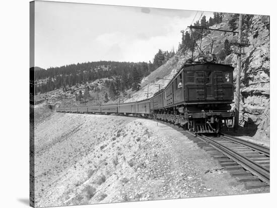 The Olympian, Electric Train in Montana Canyon, 1916-Ashael Curtis-Stretched Canvas